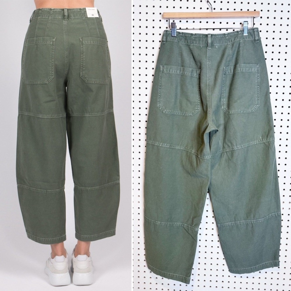 Citizens of Humanity | Hadley Curved Surplus Pant Army Green Pleated Barrel Leg - Picture 2 of 9